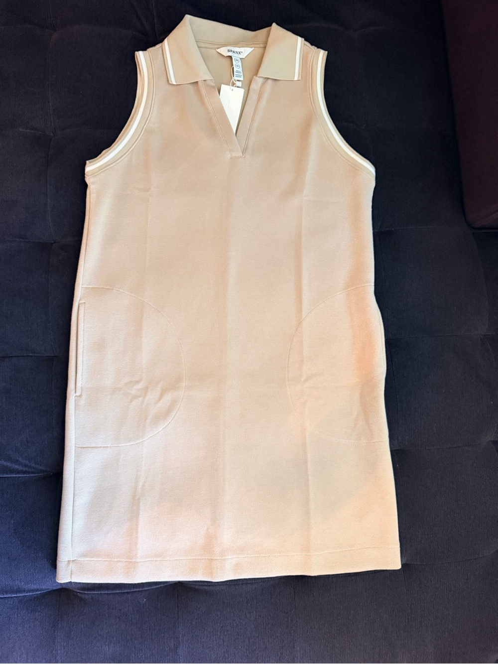 Spanx Womens Ashwood AirPiqué Stretch Sleeveless Polo Tank Dress Size XS